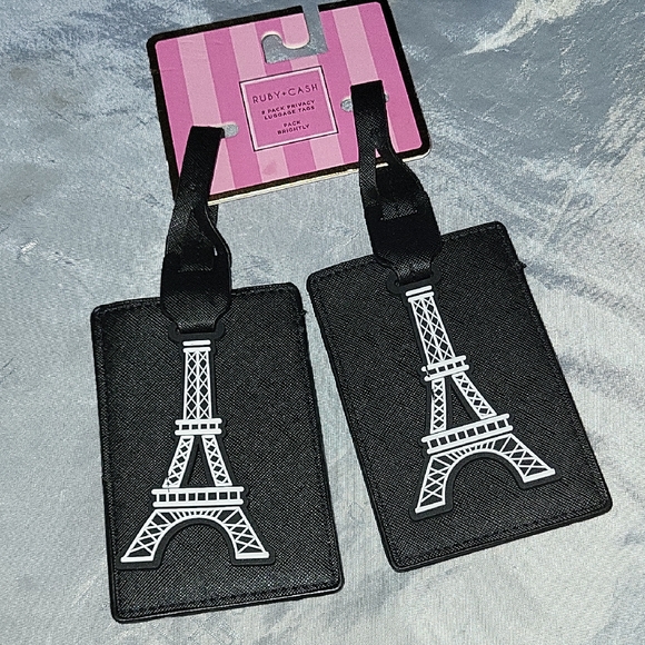 Ruby + Cash Black Eiffel Tower Luggage Tags Li - Picture 1 of 4
